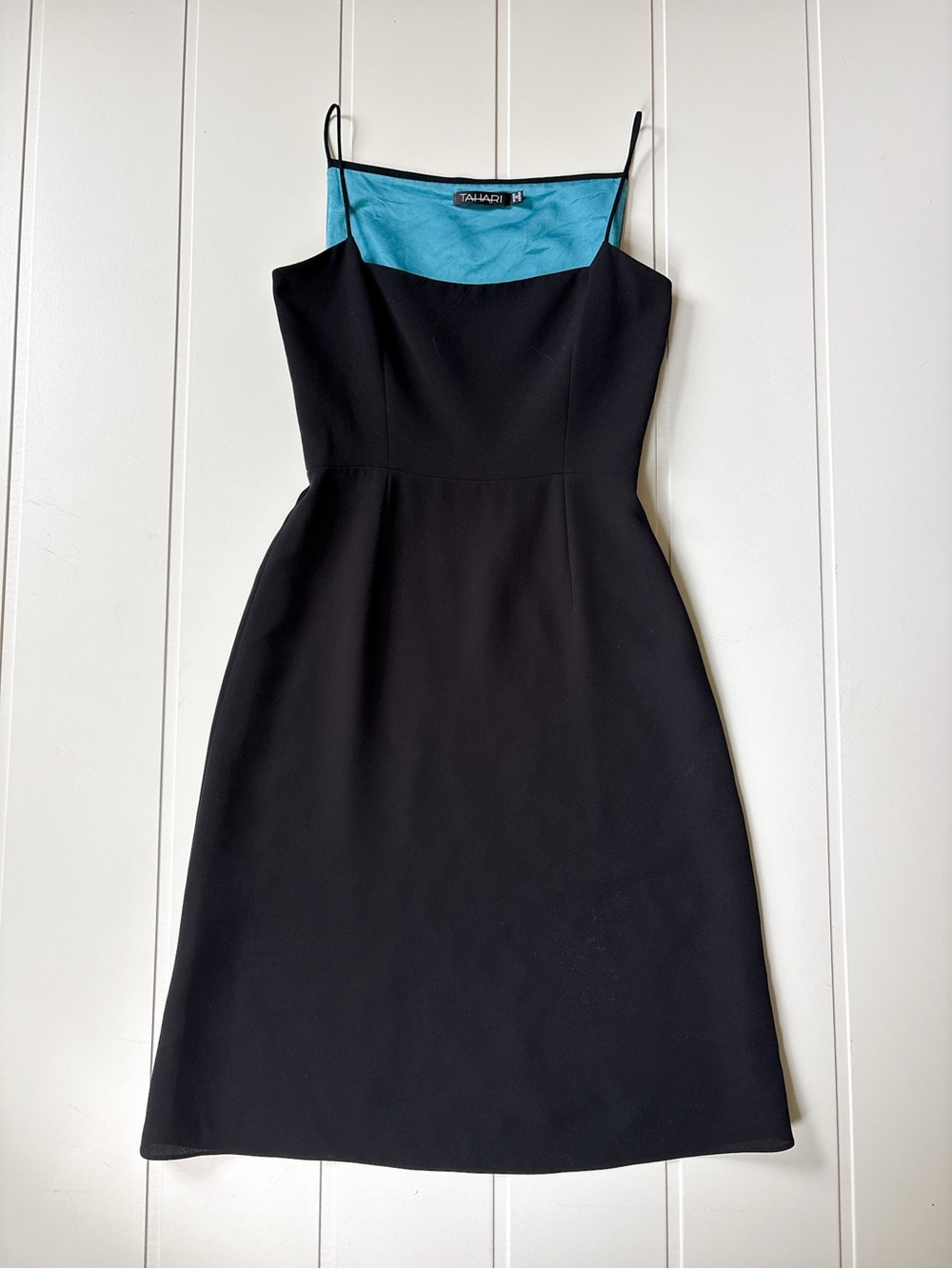 Vintage Tahari 90s Black Spaghetti Strap Dress Size 2